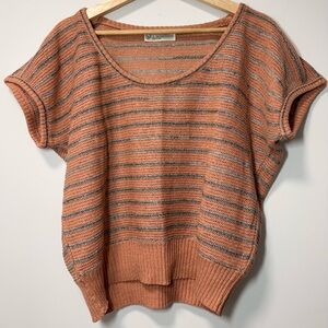 Elizabeth Mambrini Made in Italy Striped Short Sleeve Silk Sweater size 46